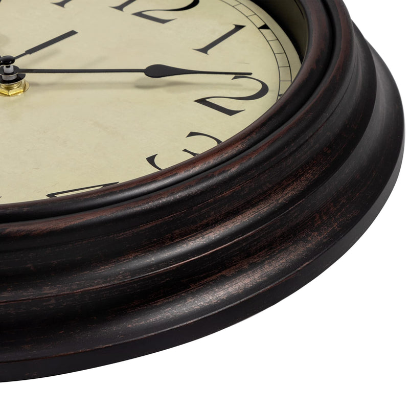 [Australia] - Foxtop Retro Silent Non-Ticking Round Classic Clock Quartz Decorative Battery Operated Wall Clock for Living Room Kitchen Home Office 12 inch (Bronze) Bronze 