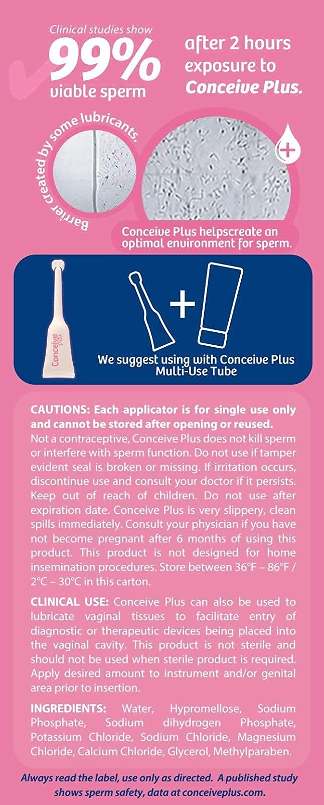 [Australia] - Conceive Plus Fertility Lubricant Travel Size Lube with Calcium + Magnesium Ions - Use When Trying to Conceive - Vaginal Moisturizer (3 x 4g Pre-Filled Applicators) 