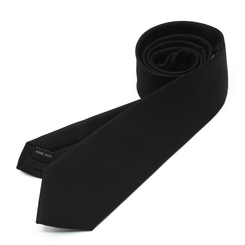 [Australia] - ZENXUS Skinny Solid Ties for Men, 2.5 inch Slim Plain Neckties 4-Pack Matte Black 