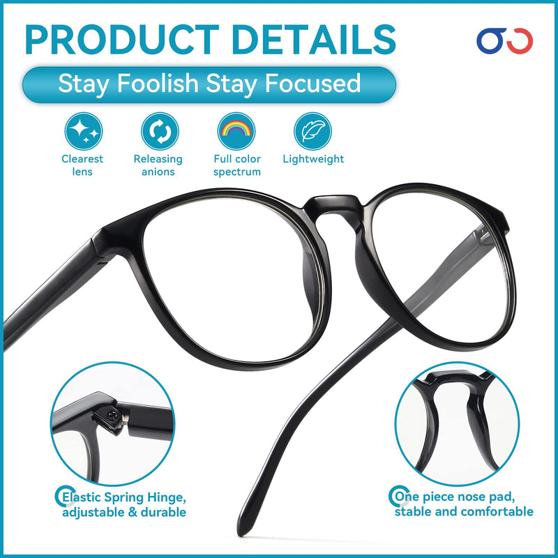 [Australia] - Stylish 6 Pack Blue Light Reading Glasses for Women Men, Filter UV Ray & Glare Computer Readers, Round Fake Eyeglasses 6-pack Mix 01 1.5 x 