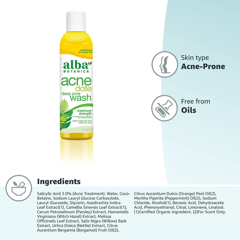 [Australia] - Alba Botanica Acnedote Maximum Strength Deep Pore Wash, 6 Oz 1 