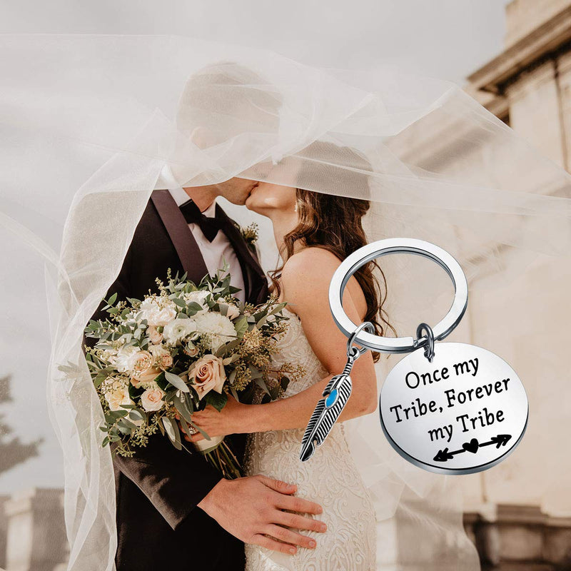 [Australia] - ENSIANTH Tribe Gift Once My Tribe,Forever My Tribe Keychain Wedding Gift Bridesmaid Gift Tribe Jewelry for BFF Once tribe key 