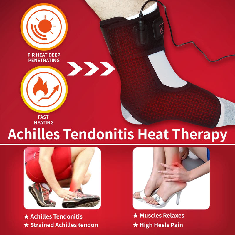 [Australia] - Creatrill Heated Achilles Tendonitis / Plantar Fasciitis Foot Ankle Wrap With 3 Level Controller, Pad for moist heat Therapy, injuries Pain Relief for Sprains, Strains, Arthritis, Torn Tendons 