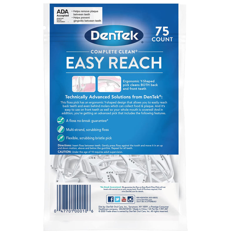 [Australia] - Dentek Floss Picks Complete Clean Back Teeth 75 Count (2 Pack) 75 Count (Pack of 2) 