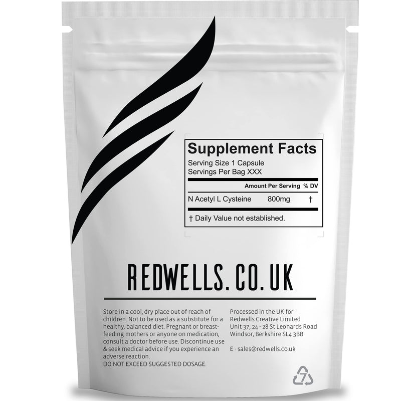[Australia] - NAC Capsules REDWELLS 800mg N Acetyl L Cysteine No Fillers GMO Free - 60 Pack 60 Capsules 