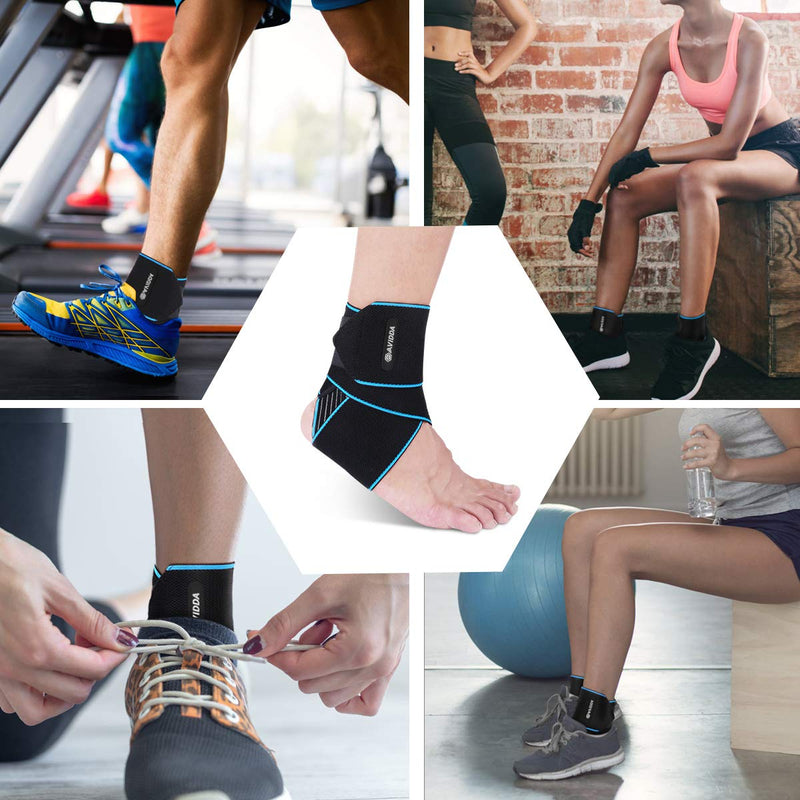 [Australia] - AVIDDA Ankle Supports 2 Pack - Adjustable Ankle Brace Compression Ankle Wrap Strap for Sprained Ankle, Achilles Tendon, Sports, Running Blue 