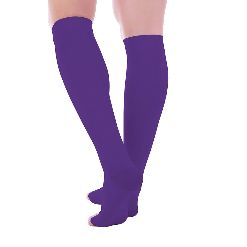 [Australia] - Doc Miller Open Toe Compression Socks 1 Pair 20-30mmHg Support Circulation Recovery Shin Splints Varicose Veins Violet XX-Large 