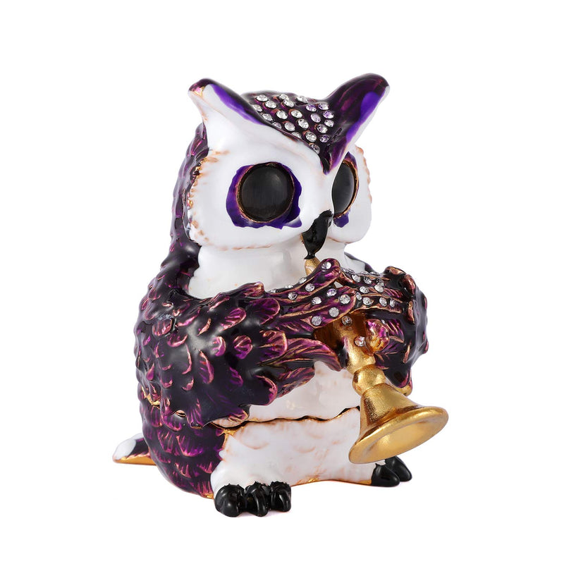 [Australia] - QIFU Owl Series Hand Painted Hinged Jewelry Trinket Box, Unique Gift Home Decor, Best Ornament Your Collection 