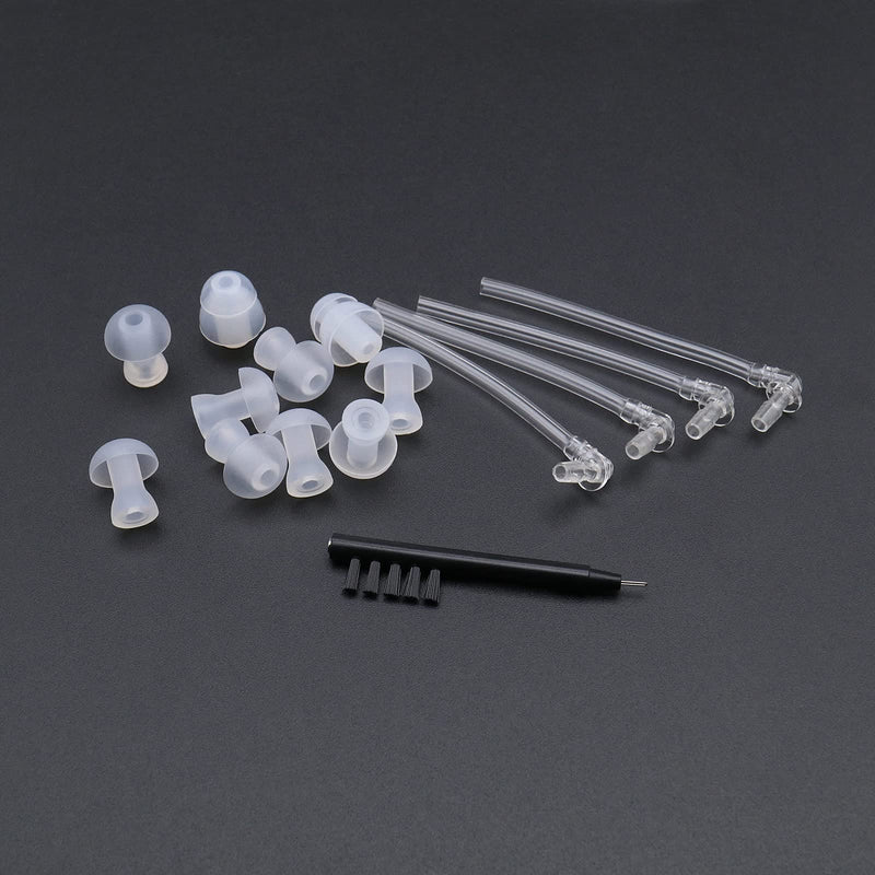 [Australia] - Set of 30 Hearing Aid Silicone Domes Set Dome Earbuds & Double Layer Dome Earbuds & Ear Plug Tubes & Cleaning Brush Tool for in-Ear Hearing Aids 
