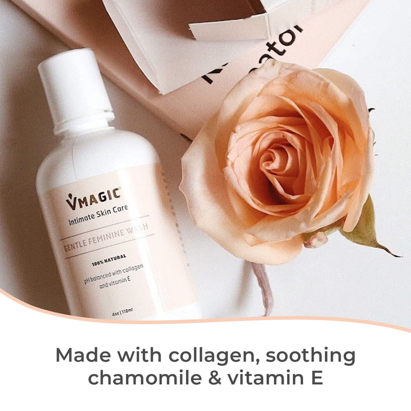 [Australia] - Vmagic Gentle Feminine Wash by Medicine Mama’s Apothecary – pH Balanced to Cleanse and Rejuvenate Intimate Skin with Chamomile, Collagen, Vitamin E and Sage – Hormone Free — 4 oz 