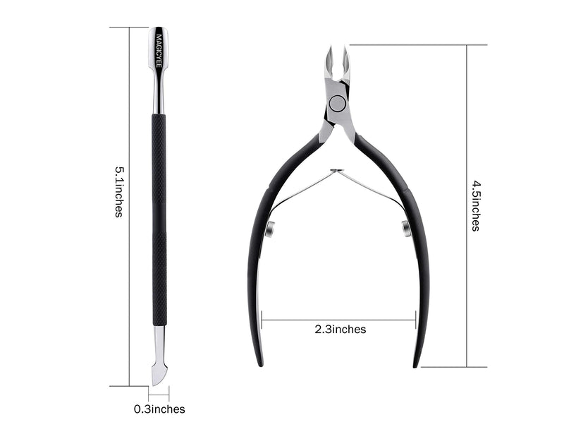 [Australia] - MagicYee Cuticle Trimmer with Cuticle Pusher - Black Cuticle Cutter Professional Cuticle Remover Valued Manicure Tools Set for Mothers Day Gifts Dead Skin Remover Scissor Plier for Fingernails 