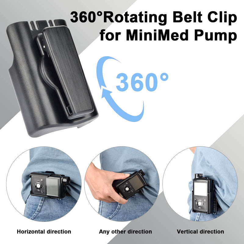 [Australia] - iGuerburn 360° Rotating Pump Case for Medtronic MiniMed 670G 770G 630G 640G 780G Pumps, MiniMed Insulin Swivel Pump Belt Clip for Diabetic (Black) Black 