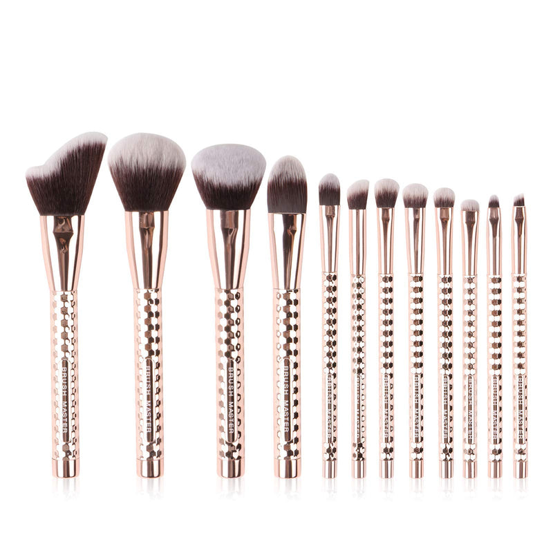 [Australia] - Brush Master Makeup Brushes Set 12 Pcs, Professional Face Cosmetic Brush for Kabuki Foundation Contour Concealer Eyeshadows Lip W/ Leather Bag 