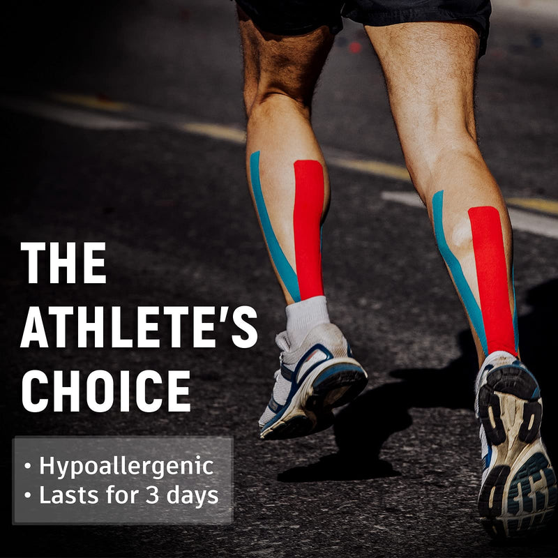[Australia] - 4 Pack Kinesiology Tape for Sports Athletes - 16 FT Waterproof Athletic Tape for The Knee, Elbow and Shoulder Muscles, etc.(5m X 5cm) (Black) Black 