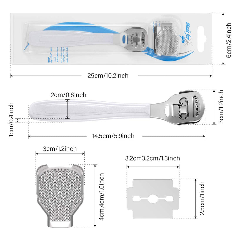 [Australia] - 24 Pieces in Total, 2 Callus Shaver Sets Include 20 Replacement Slices 2 Callus Shavers and 2 Foot File Heads Foot Care Tools Hard Skin Remover for Hand Feet (White) 