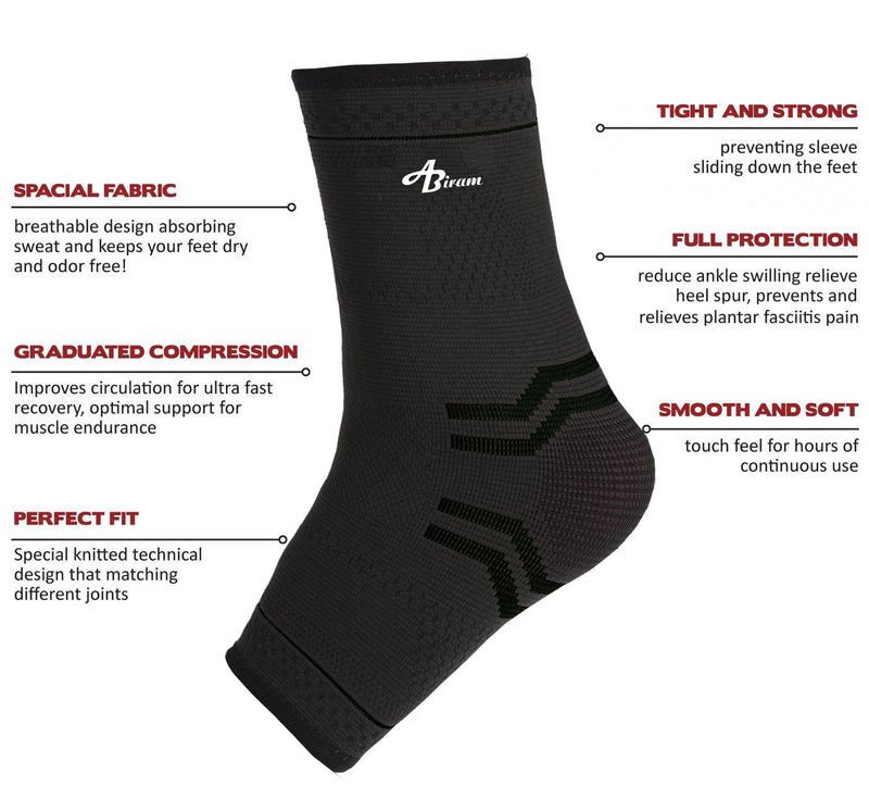 [Australia] - JUPITER Foot Sleeve (Pair) with Compression Wrap, Ankle Brace For Arch, Ankle Support, Football, Basketball, Volleyball, Running, For Sprained Foot, Tendonitis, Plantar Fasciitis… Black Medium 