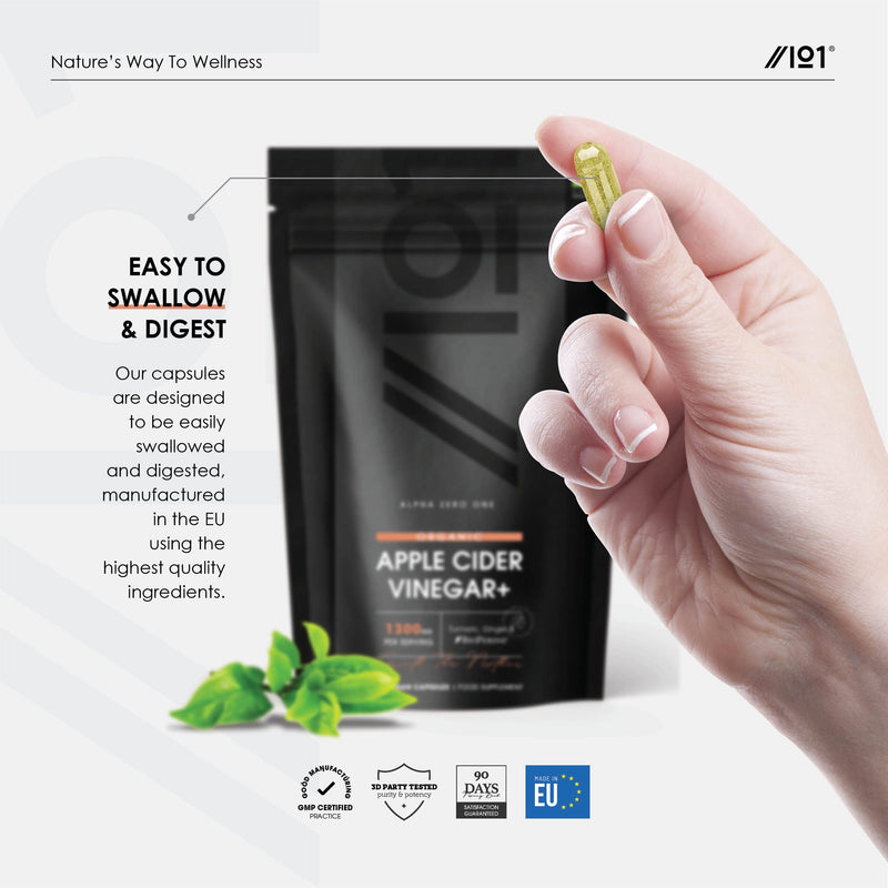 [Australia] - Organic Apple Cider Vinegar 1300mg - with Turmeric, Ginger & Cayenne Pepper - Raw Unfiltered with The Mother , Keto Diet, 60 Vegan Capsules 60 Count (Pack of 1) 