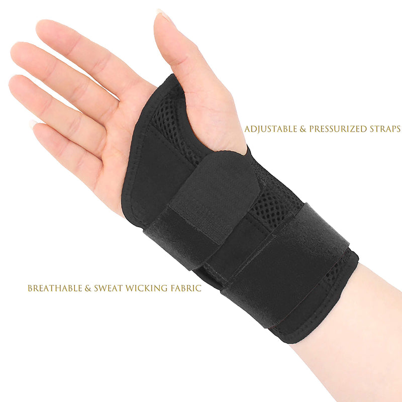 [Australia] - HiRui Wrist Brace Wrist Support with Splints for Men Women Kids, Compression Hand Support for Carpal Tunnel Arthritis Tendonitis Sprain Recovery Wrist Pain Relief, Fits Day&Night (Black-Right Hand, S) Black-Right Hand Small 