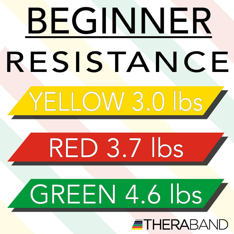 [Australia] - TheraBand Resistance Bands Set, Professional Non-Latex Elastic Band For Upper & Lower Body Exercise, Strength Training without Weights, Physical Therapy, Pilates, Rehab, Yellow & Red & Green, Beginner 