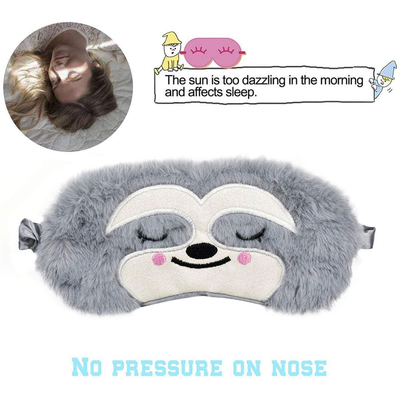 [Australia] - Eye Mask for Sleeping, Ulife Mall Cute Sloth Funny Animal Soft Fluffy Plush Sleep Mask Novelty Blindfold Breathable Silk Eye Cover for Women Men Girls Kids Night Nap Travel Meditation - Sloth Grey_sloth 
