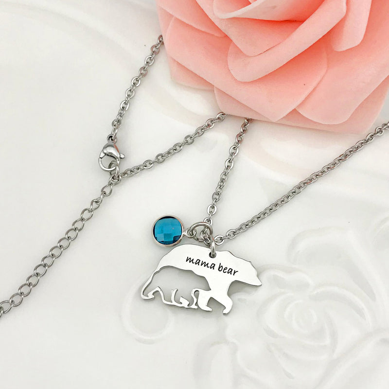 [Australia] - YOUFENG Mom Necklace Mama Bear Necklaces Pendant 12 Months Birthstone Jewelry for Women Girls December birthstone 