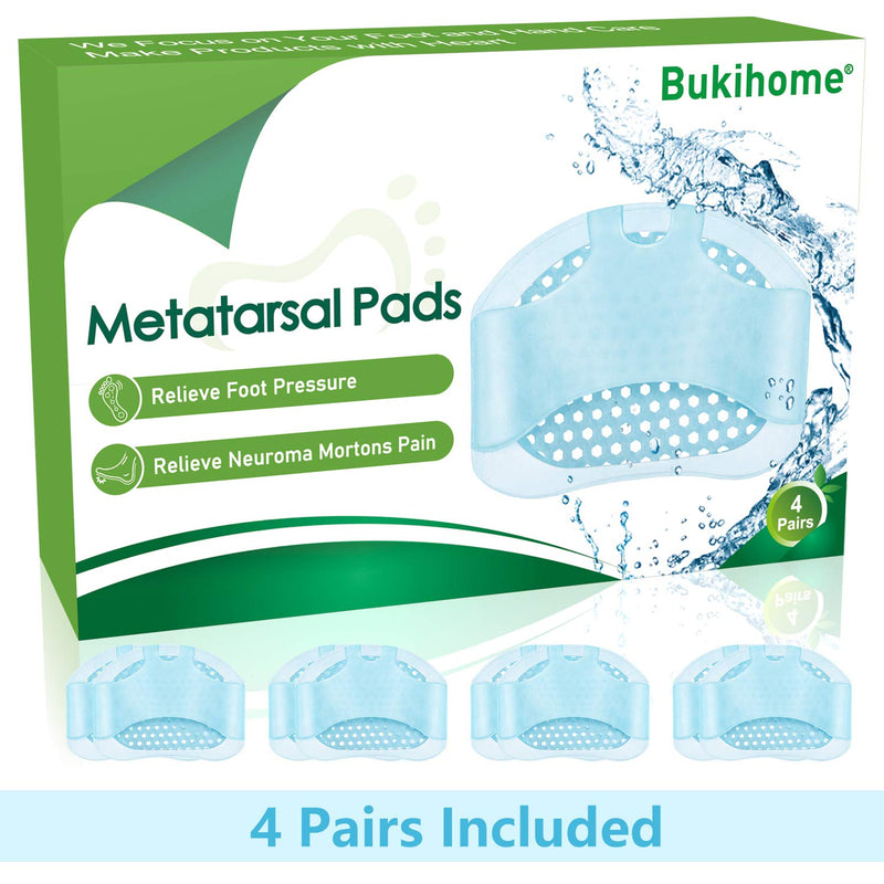 [Australia] - Bukihome Metatarsal Pads for Women and Men, Bukihome 8 PCS Ball of Foot Cushions, Gel Foot Pads, Mortons Neuroma Pads for Metatarsal Pain Relief (Blue) Blue 