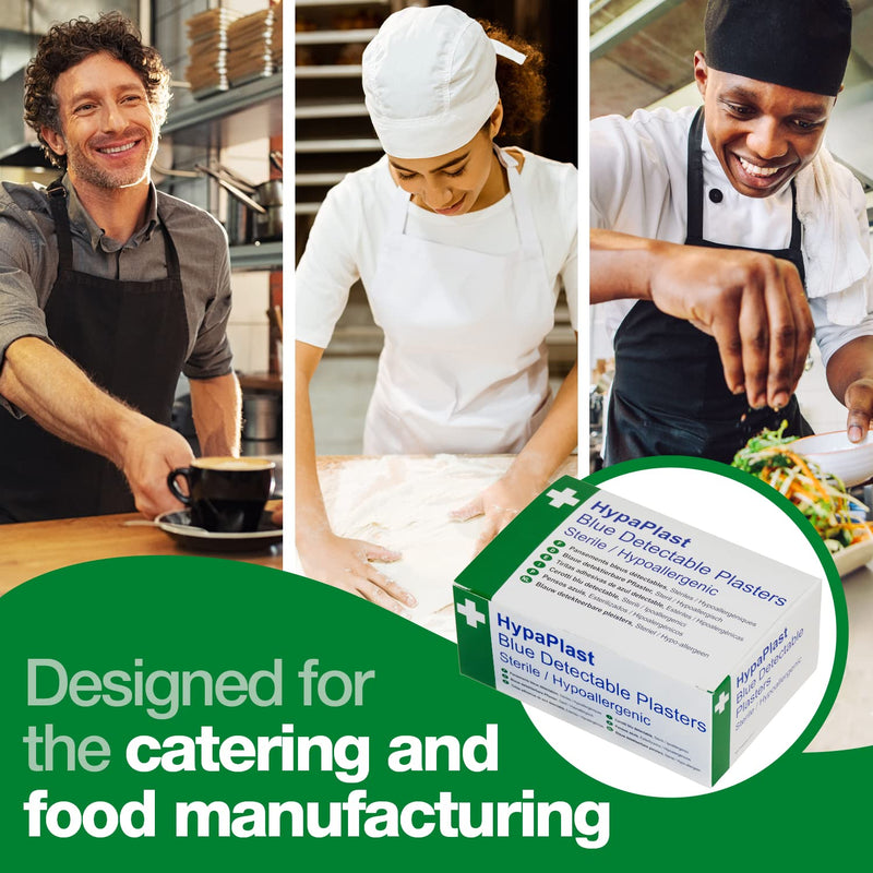 [Australia] - Safety First Aid D7010 HypaPlast Blue Detectable Catering Plaster, Assorted, Pack of 100 Assorted (Pack of 100) Blue Metal Detectable 