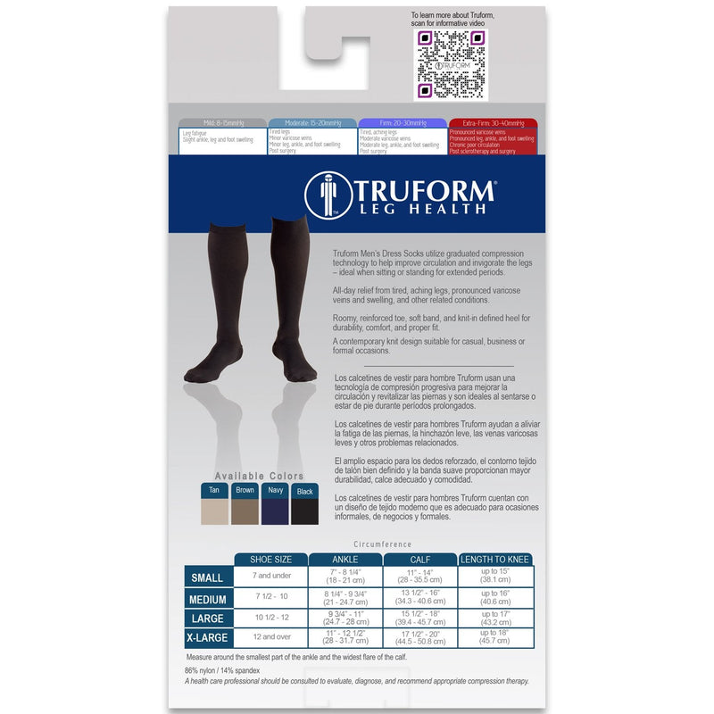[Australia] - Truform Compression Socks, 30-40 mmHg, Men's Dress Socks, Knee High Over Calf Length X-Large (Pack of 1) Black 