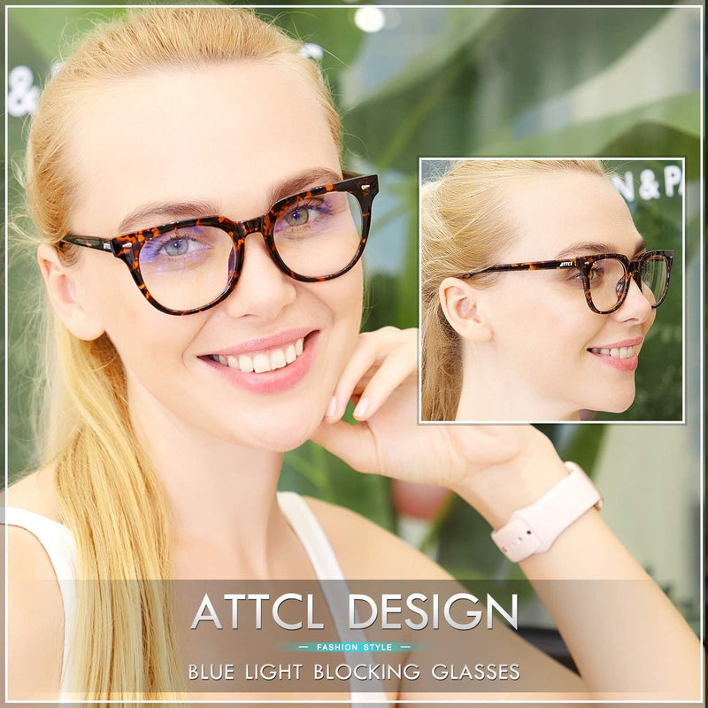 [Australia] - ATTCL Unisex Blue Light Blocking Glasses Women Mens Anti Eye Fatigue Non-Prescription Clear lens eyewear 2305 Leopard 