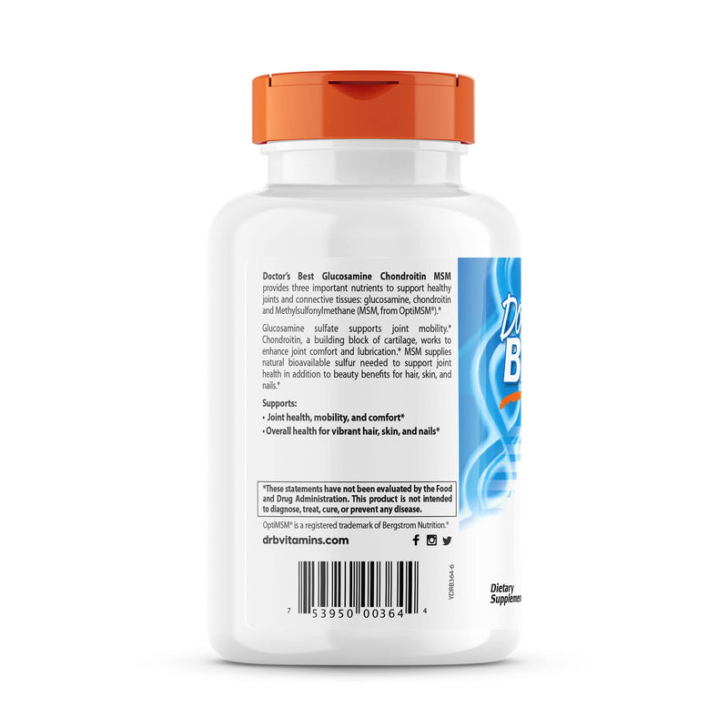 [Australia] - Doctor's Best Glucosamine Chondroitin MSM with OptiMSM, Supports Healthy Joint Structure, Function, & Comfort, Non-GMO, Gluten Free, Soy Free, 360 Count 