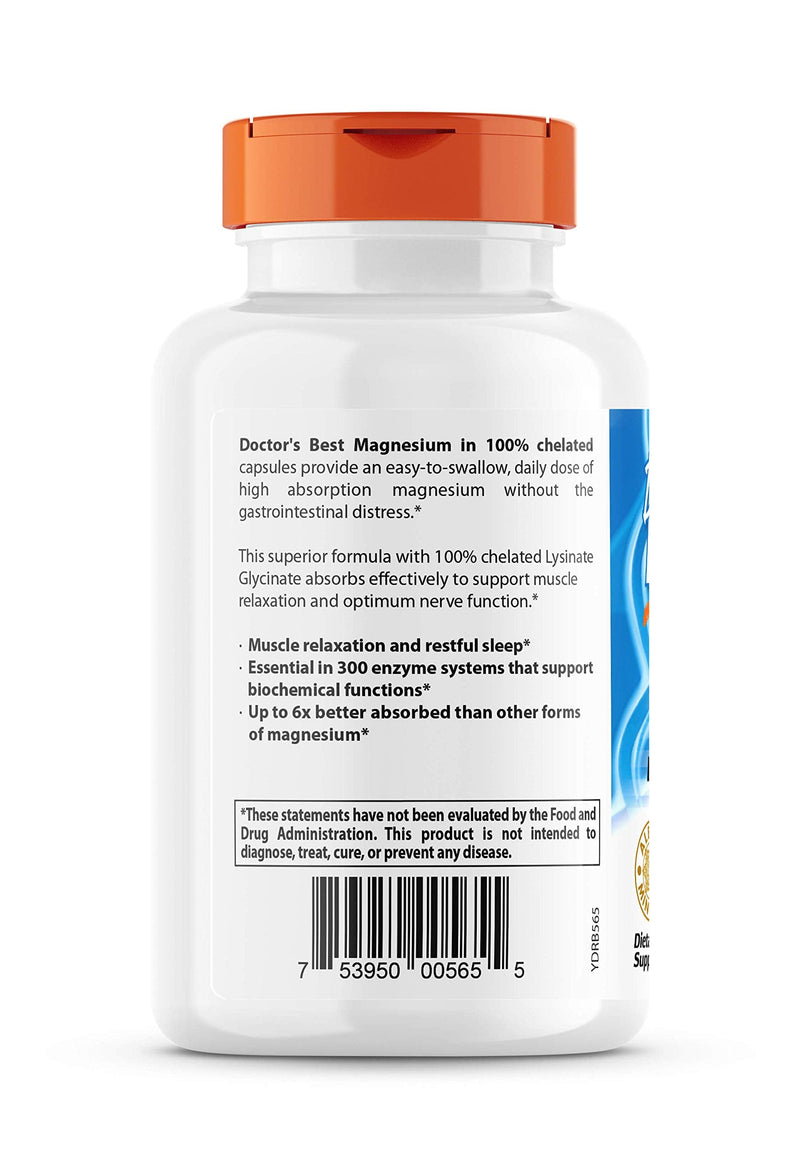 [Australia] - Doctor's Best High Absorption Magnesium Lysinate Glycinate, Easy to Swallow, 120 Ct 