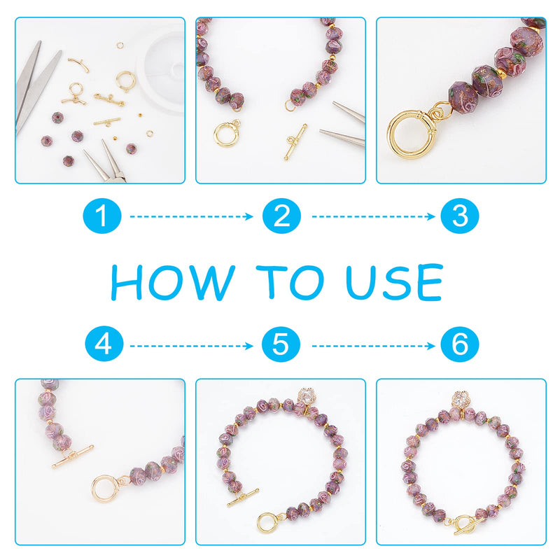 [Australia] - Beebeecraft 6 Sets 3 Style 18K Gold Plated Toggle Jewelry Clasps Connectors Round Ring Toggle T Bar Clasps Sets for Necklace, Bracelet, Earring Making 