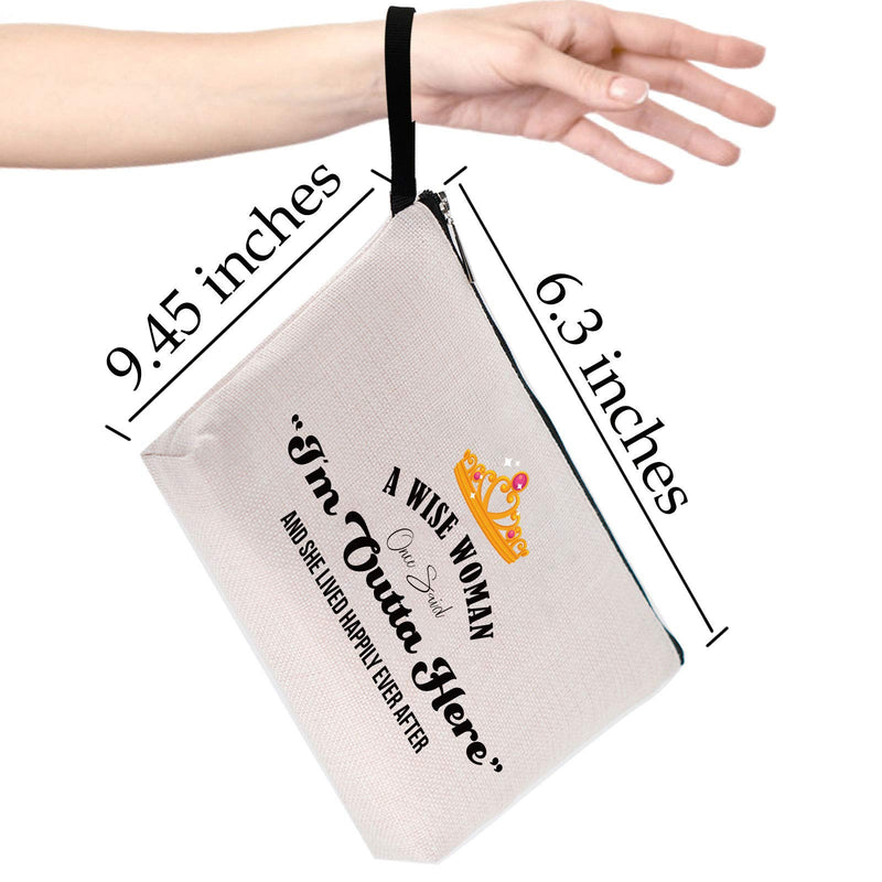 [Australia] - Going Away Gift for Coworker-I’m outta here Crown-Retirement Gifts for Women, Teachers Colleagues Work BFF Boss Nurse, Waterproof Makeup Bag 