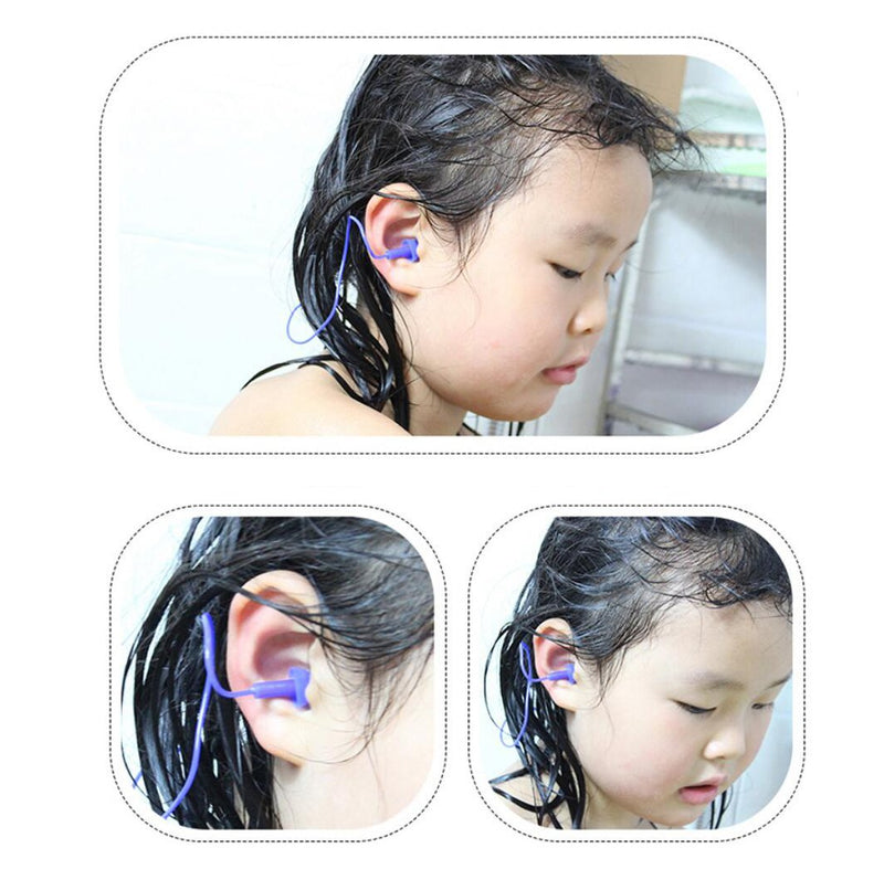 [Australia] - UPSTORE 5Pairs Gel Cord String Ear Plugs with Packing Case Soft Flexible Silicone Anti-Noise Waterproof Earplugs Swimmer Swimwear Swimmig Ear Protector for Adults Children Sleeping Swim (Blue) Blue 