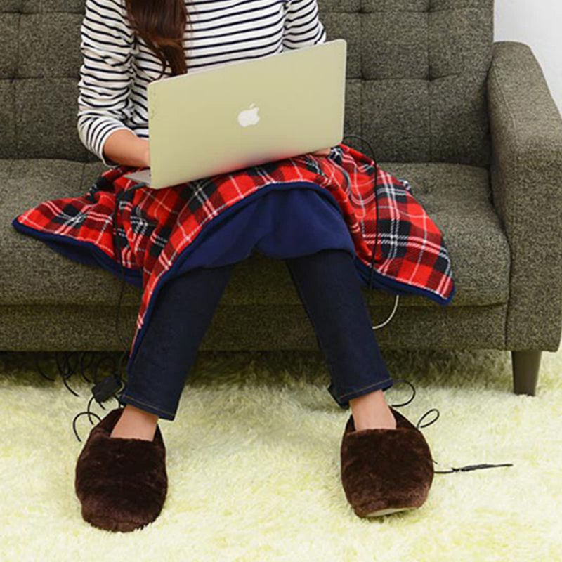 [Australia] - USB Electric Heated Slippers Foot Warmer USB Heated Slippers Warmers Heating Shoes Winter Warm Slippers Electric Heated Feet for Men Women Keep Feet Warm for Indoor Home Office(Gray) 