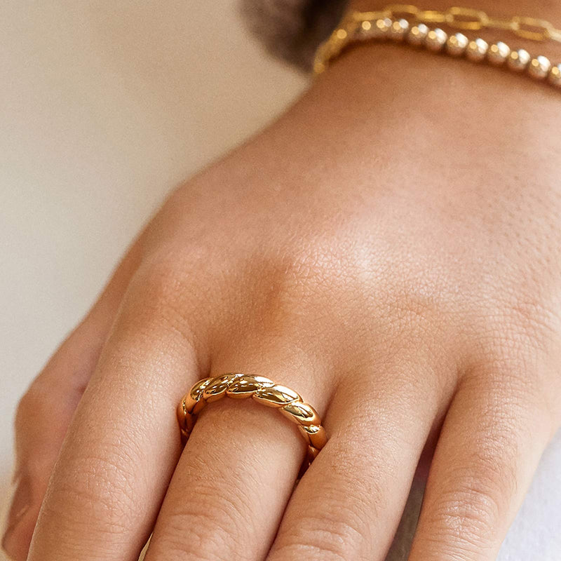 [Australia] - ERPELS Thick Dome Chunky Rings Gold Simple Knuckle Ring Set Twisted Ring Minimalist Statement Ring Size 6-8 4Pcs 