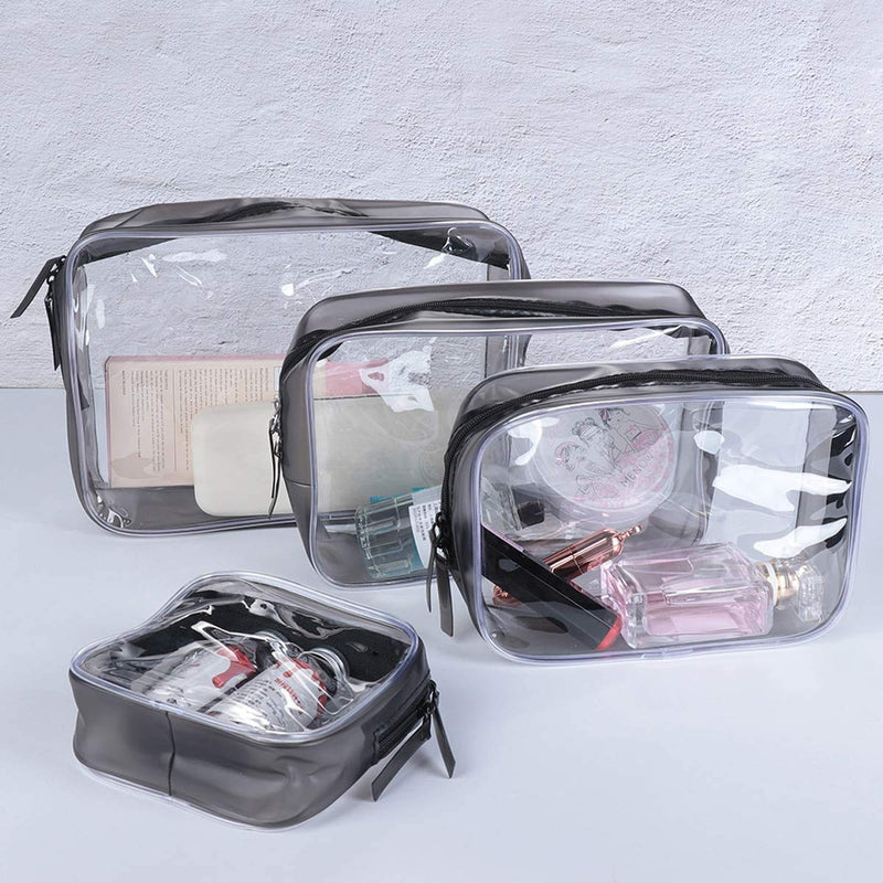 [Australia] - HQDeal Clear Zipper Toiletry Bag in 4 Size, Airport Security Approved PVC Travel Luggage Pouch Transparent Makeup Bag Cosmetic Bag Waterproof Shower Wash Bag Organizer for Women Men Kids 