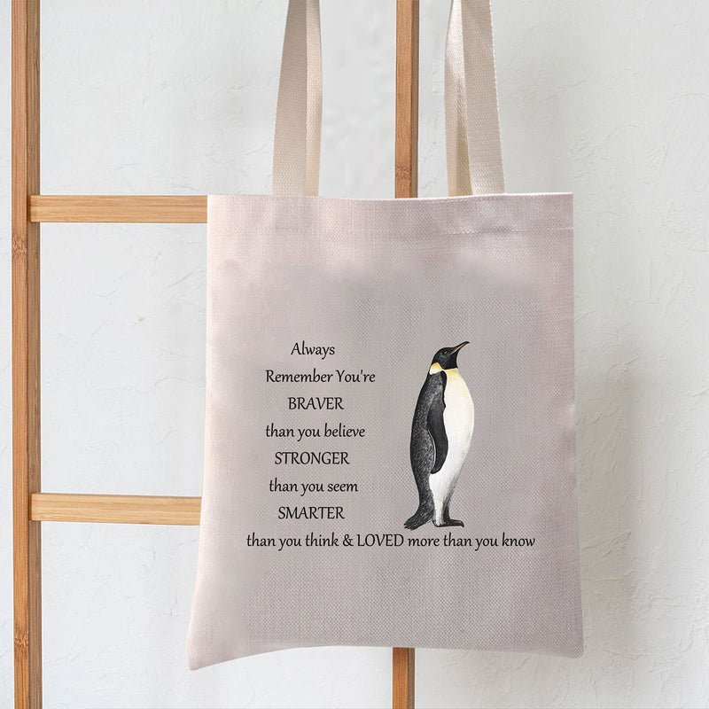 [Australia] - LEVLO Penguin Cosmetic Make up Bag Penguin Inspired Gifts Penguin Lover You Are Braver Stronger Smarter Than You Think Makeup Zipper Pouch Bag For Women Girls, Penguin Tote, 