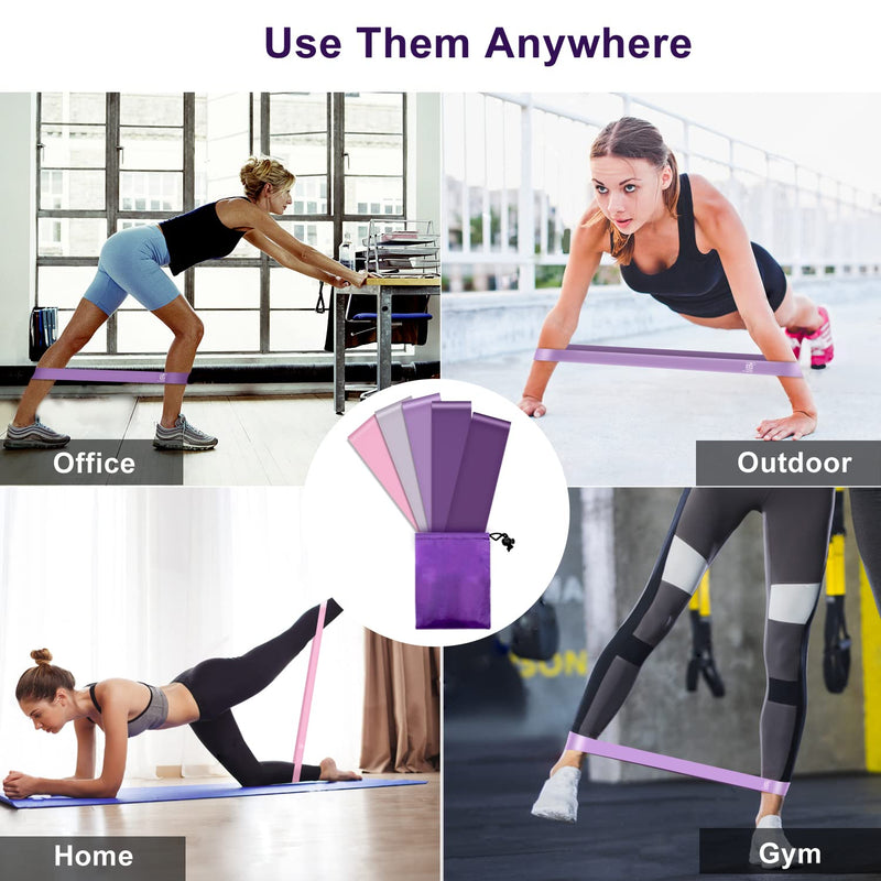 [Australia] - Resistance Bands [Set of 5], resistance band for Women and Men, Skin-Friendly Resistance Fitness Exercise Loop Bands 5 Levels for Legs and Glutes,Arms,Pilates,Yoga-Carry bag included 