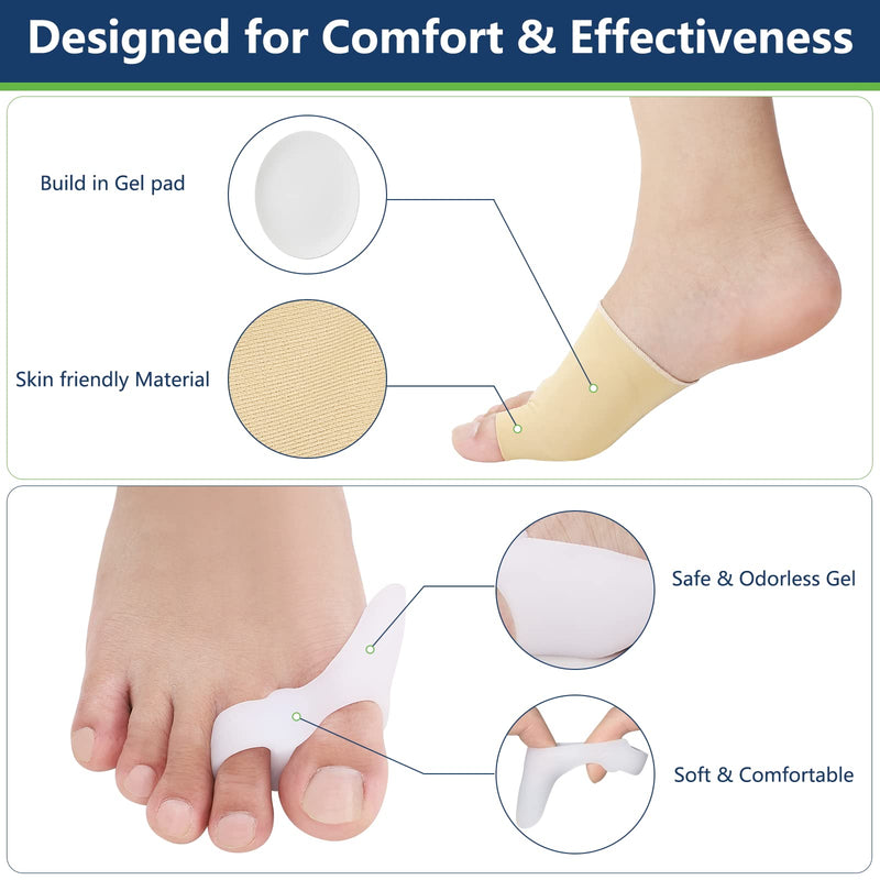 [Australia] - Bunion Corrector Kit, Bunion Pain Relief Sleeves Bunion Pads Brace Cushions Gel Big Toe Separator Bunion Guards Hallux Valgus Brace for Day/Night Supports (L/Men) 