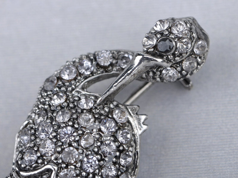 [Australia] - Alilang Standing Flamingo Bird Beak Crystal Rhinestone Bird Brooch Pin 