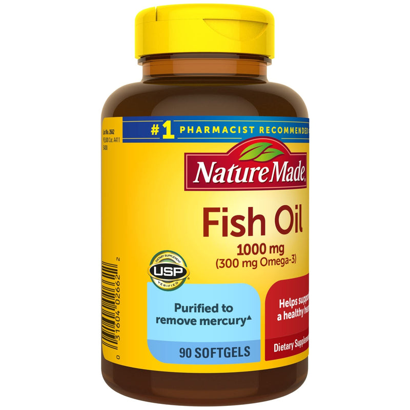 [Australia] - Nature Made Fish Oil 1000 mg, 90 Softgels, Fish Oil Omega 3 Supplement For Heart Health 90 Count (Pack of 1) 