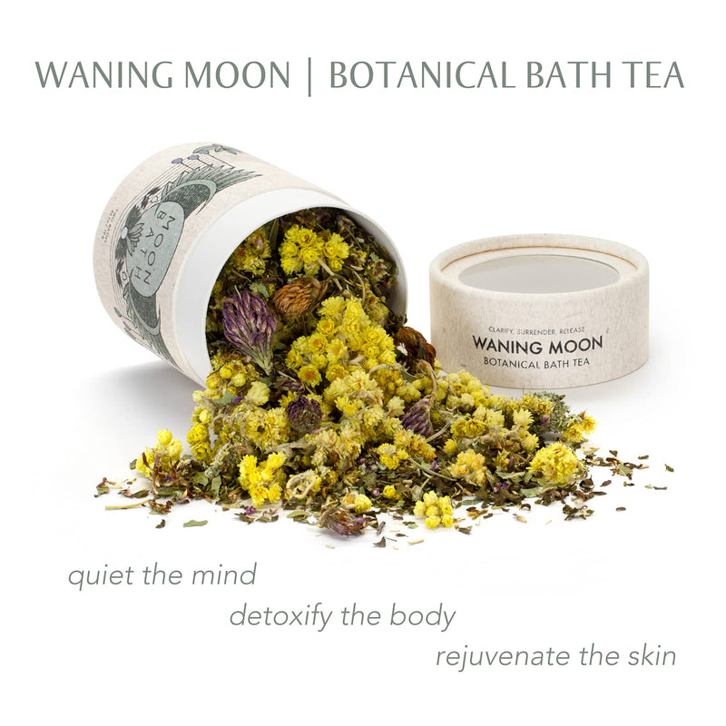 [Australia] - Waning Moon Botanical Bath Tea | Herbal Ayurvedic Bath Soak for Detox & Release w/ Peppermint, Rosemary & Helichrysum. Organic & Natural Body Care. for Kapha Dosha. Loose Leaf Flowers. 2 Baths 