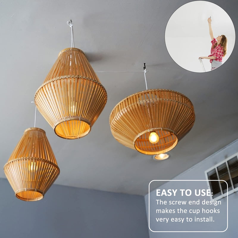 [Australia] - 90 Pcs Black Ceiling Hooks kit, 6 Sizes Vinyl Coated Screw-in Ceiling Hooks, Plant Hooks Kitchen Hooks Cup Hooks Ceiling Hooks for Hanging (1/2", 5/8",3/4",7/8",1'',1-1/4") 