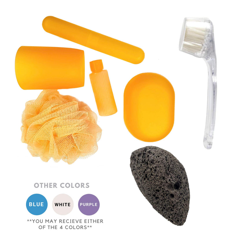 [Australia] - Rucci Bath Sets with Natural Volcano Pumice Stone/Facial Brush/Net Sponge/Soap Dish/Lotion Bottle/Toothbrush Case 