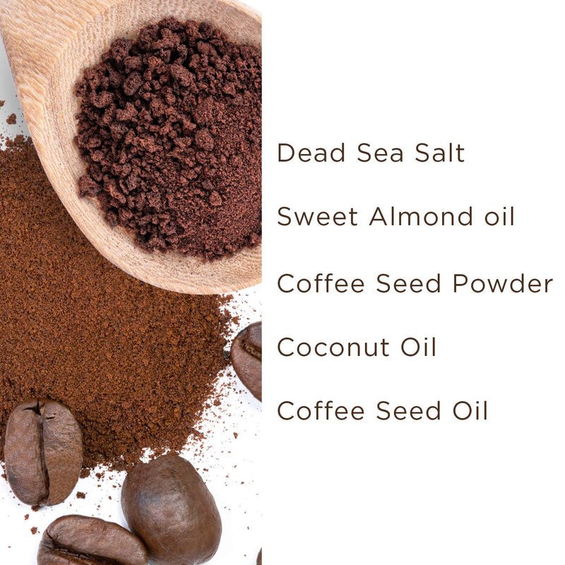 [Australia] - PraNaturals Dead Sea Salt & Coffee Body Scrub 500g - Natural formula, Exfoliating, Nourishing & Hydrating, Made with Arabica coffee powder, No parabens, Vegan & Cruelty Free 