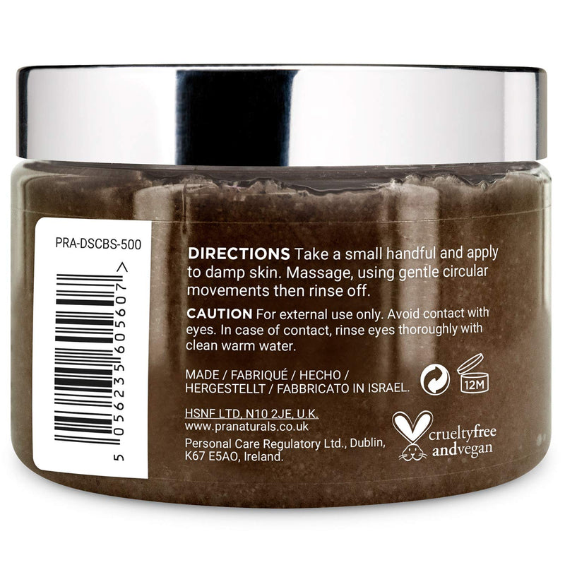 [Australia] - PraNaturals Dead Sea Salt & Coffee Body Scrub 500g - Natural formula, Exfoliating, Nourishing & Hydrating, Made with Arabica coffee powder, No parabens, Vegan & Cruelty Free 