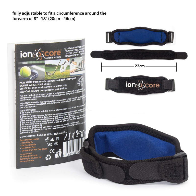 [Australia] - Ionocore Tennis Elbow Strap | Elbow Support for Men & Women | Arm Support for Tennis Elbow, Golfers Elbow, Pain Relief | Elbow Brace with EVA Compression Pad | Adjustable Tennis Elbow Support 1 