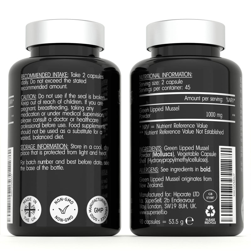 [Australia] - Green Lipped Mussel Capsules 1000mg - New Zealand Green Lipped Mussel for Humans & Dogs - 100% Pure High Strength Supplement - 90 Tablets - Made in The UK 