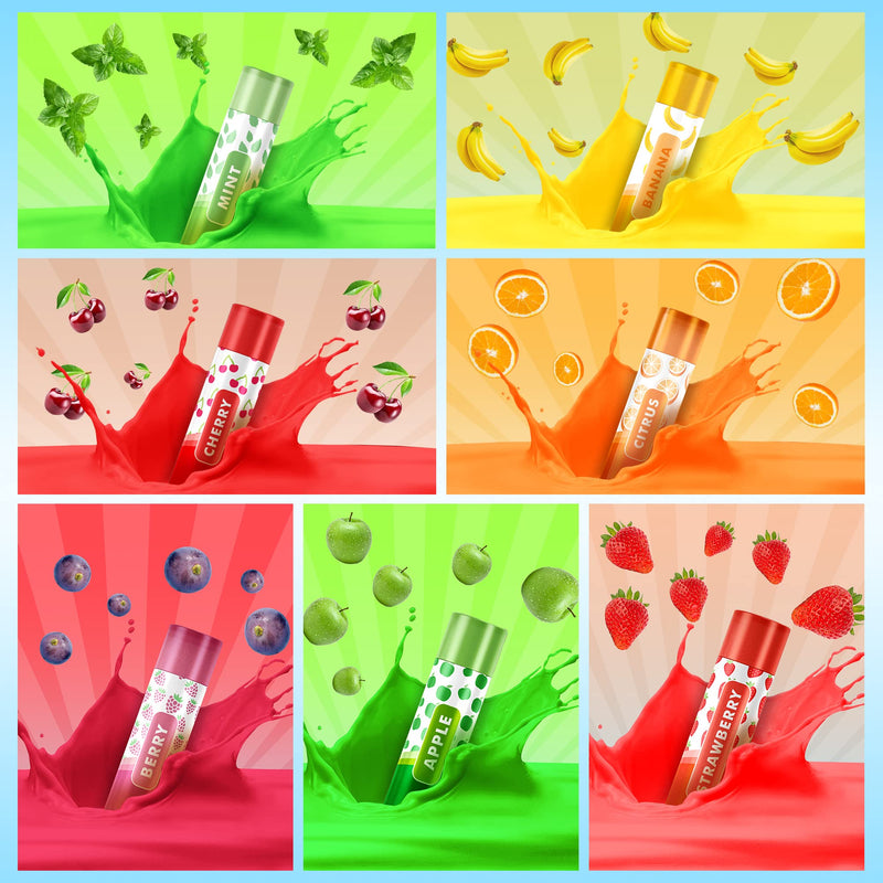 [Australia] - 7pk Lip Balm Set | Flavoured Lip Balms with Beeswax and Vitamin E | Moisturising Lip Balm Multipack | Protect & Hydrate Beeswax Lip Balm Stick | Lip Balms | Lipbalm | Lip Moisturiser | Girls Lip Balm 